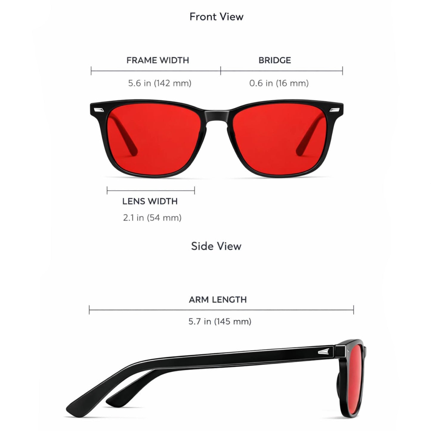 dimensions of VEYRO blue light blocking glasses
