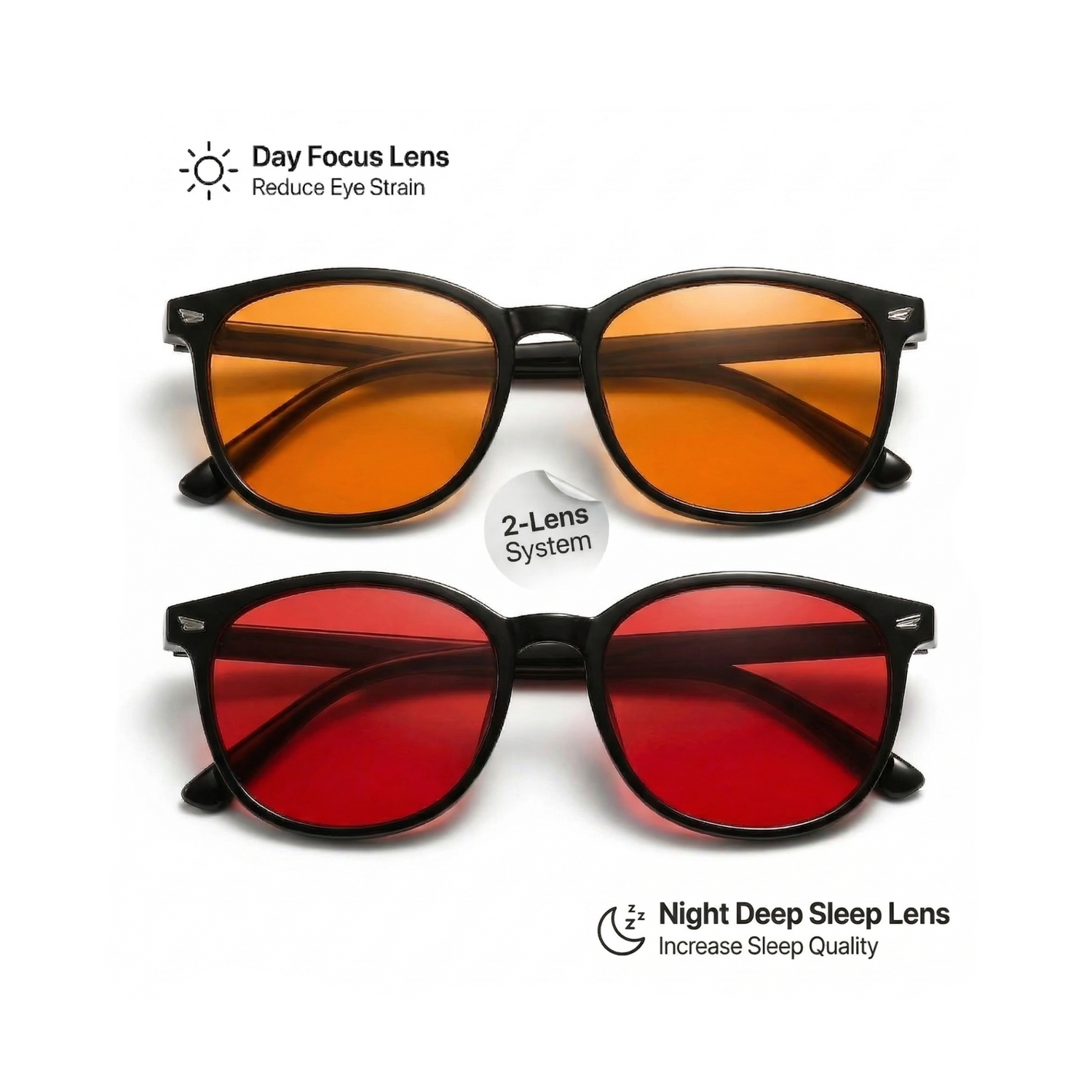 VEYRO day & night blue light blocking system on awhite background